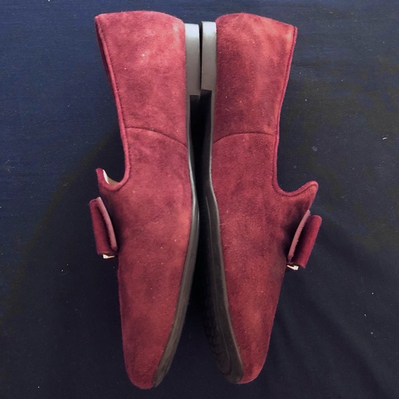 Cole Haan Tali Bow Suede Loafer Cordovan Burgundy Color Gold Hardware Size 5 B - Picture 5 of 11